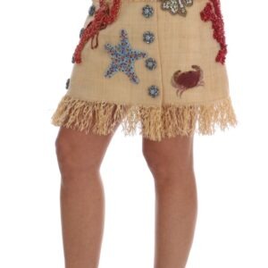 Crystal Beige Palm Fiber Skirt - Jag Couture London