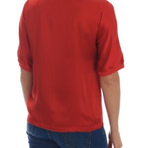 Red Silk Oranges Floral Crystal Blouse - Jag Couture London