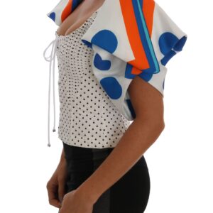 White Polka Silk Corset Bustier Top - Jag Couture London