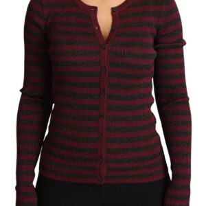 Black Red Striped Womens Cardigan Sweater - Jag Couture London
