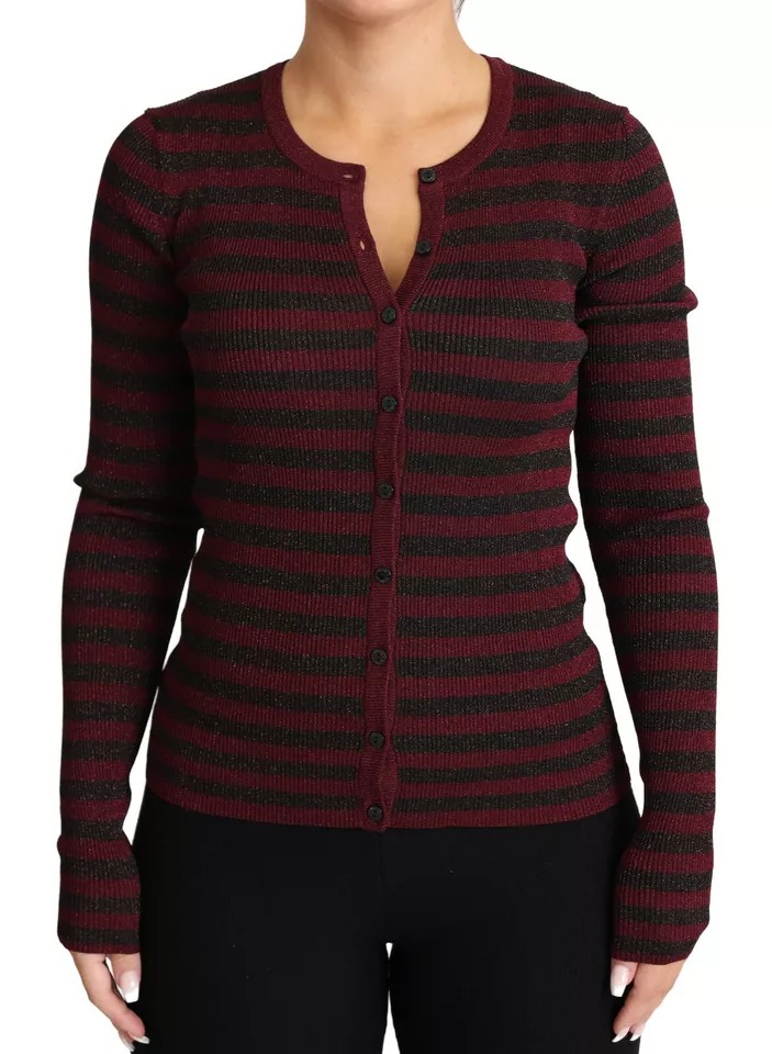 Black Red Striped Womens Cardigan Sweater - Jag Couture London