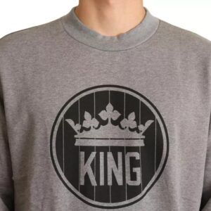 Gray Crown King Cotton Pullover Sweater - Jag Couture London