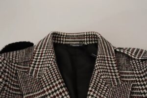 Gray Check Plaid Long Trench Coat Jacket - Jag Couture London