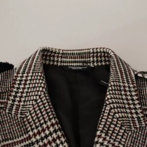 Gray Check Plaid Long Trench Coat Jacket - Jag Couture London