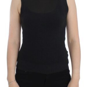 Black Sleeveless Crewneck Vest Pullover - Jag Couture London