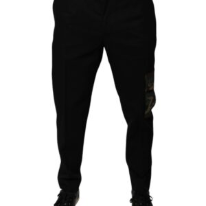 Black Cotton Men Cargo Casual Pants - Jag Couture London