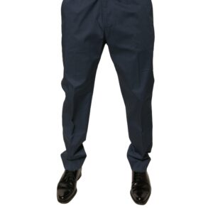 Dark Blue Cotton Stretch Skinny Men Dress Pants - Jag Couture London