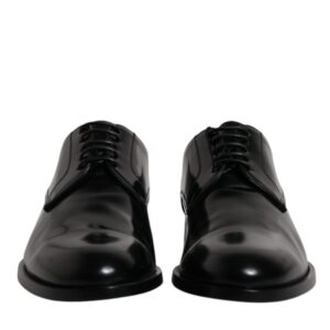 Black Calfskin Leather Derby Lace Up Formal Dress Shoes - Jag Couture London