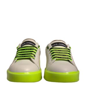White Yellow Portofino Leather Sneakers Shoes - Jag Couture London