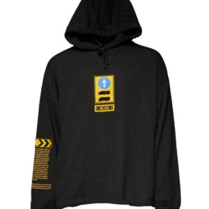 Black Cotton Hooded DG Shield Pullover Sweater - Jag Couture London