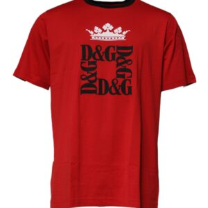 Red Logo Crown Cotton Crew Neck T-shirt - Jag Couture London