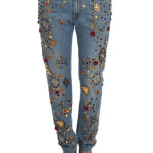 Crystal Roses Heart Embellished Jeans - Jag Couture London