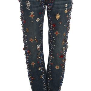 Crystal Roses Heart Embellished Jeans - Jag Couture London