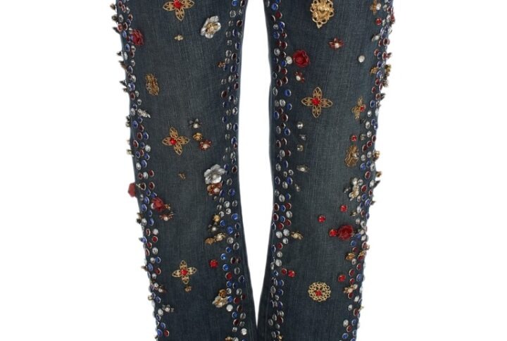 Crystal Roses Heart Embellished Jeans - Jag Couture London
