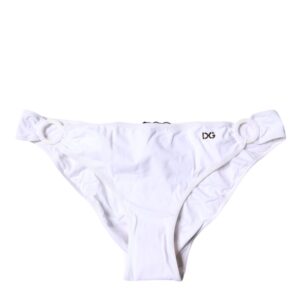 White Nylon Beachwear Bikini Bottom Swimwear - Jag Couture London