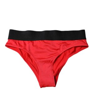 Red Nylon Stretch Mid Waist Panty Underwear - Jag Couture London