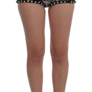 Black Crystal Sequined Mini Shorts - Jag Couture London