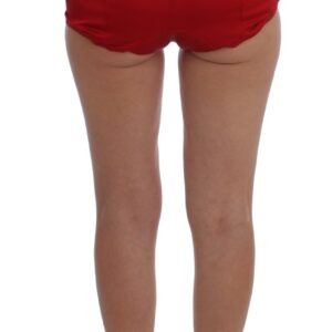 Red Silk Crystal Roses Shorts - Jag Couture London