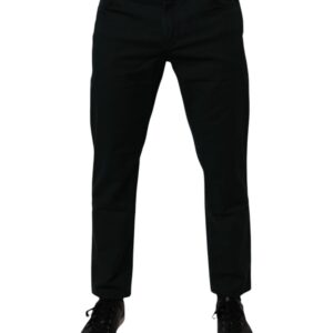 Dark Green Cotton Loose Men Denim Jeans - Jag Couture London