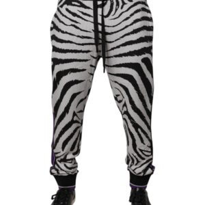 Black White Zebra Men Jogger Sweatpants Pants - Jag Couture London