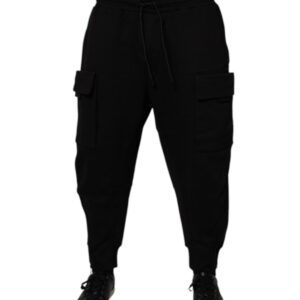 Black Cotton Men Cargo Jogger Sweatpants Pants - Jag Couture London