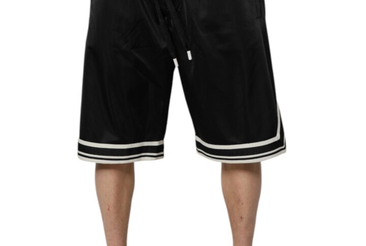 Black White Men Bermuda Sweatshorts Shorts - Jag Couture London