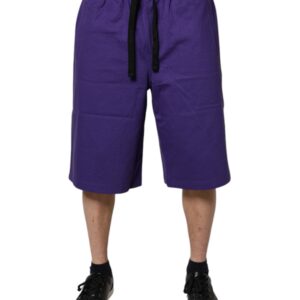 Purple Cotton Men Bermuda Sweatshorts Shorts - Jag Couture London
