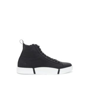 Black Suede Leather High Top Sneakers - Jag Couture London