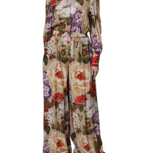 Multicolor Floral Wide Leg Jumpsuit Dress - Jag Couture London