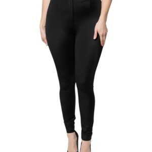 Black Nylon High Waist Slim Fit Pants - Jag Couture London