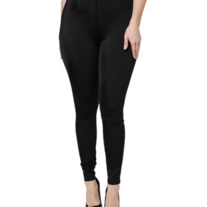 Black Nylon High Waist Slim Fit Pants - Jag Couture London