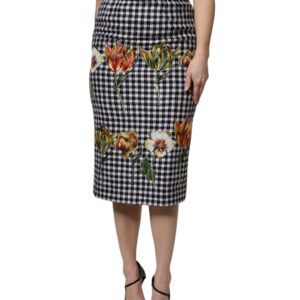Multicolor Floral Print High Waist Pencil Cut Skirt - Jag Couture London