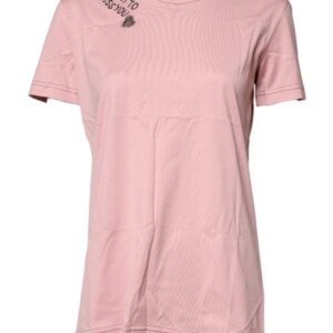 Pink Logo Print Cotton Crew Neck T-shirt - Jag Couture London