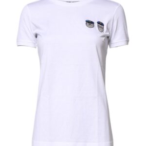 White #DGFamily Cotton Crew Neck T-shirt - Jag Couture London