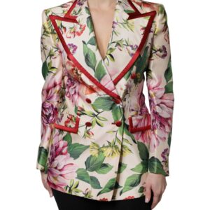 Multicolor Floral Double Breasted Jacket - Jag Couture London