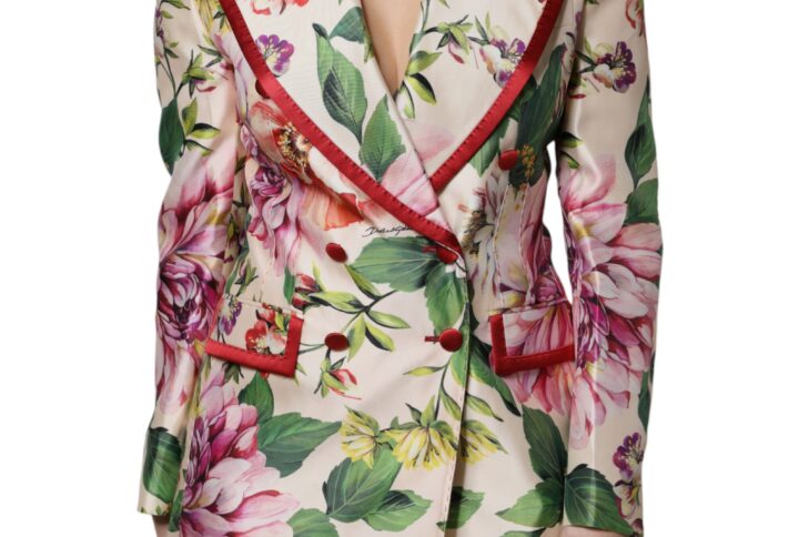 Multicolor Floral Double Breasted Jacket - Jag Couture London