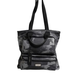 Gray Camo Cotton Multiple Compartments Tote Bag - Jag Couture London