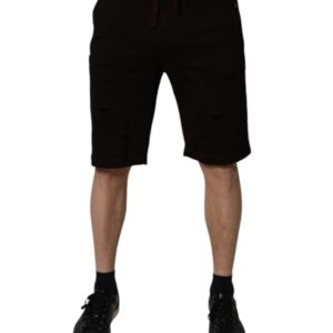 Maroon Cotton Sweatshorts Men Bermuda Shorts - Jag Couture London
