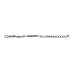 Silver Tone Chain Lobster Clasp Logo Gray Pearls Bracelet - Jag Couture London