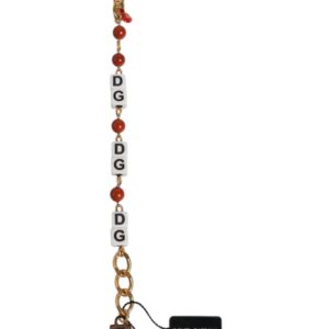 Multicolor Gold Tone Brass Chain DG Logo Dice Bracelet - Jag Couture London