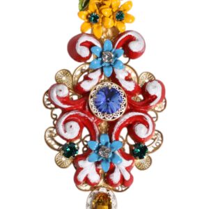 Multicolor Spring CARRETTO Gold Brass Crystal Hair Clip - Jag Couture London