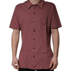 Dark Pink Button Down Casual Polo Men Shirt - Jag Couture London