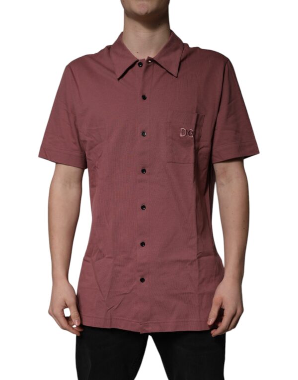 Dark Pink Button Down Casual Polo Men Shirt