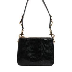 Black Exotic Leather Shoulder Sling Clutch Bag - Jag Couture London