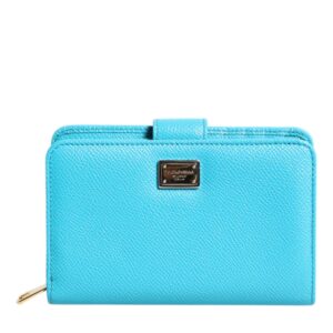 Light Blue Leather Bifold Continental Clutch Wallet - Jag Couture London