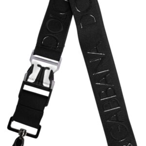 Black Stretch Polyester Rubberised DG Logo Keychain - Jag Couture London