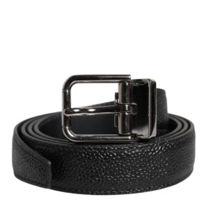 Black Calf Leather Classic Metal Buckle Belt - Jag Couture London