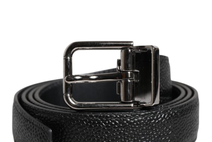 Black Calf Leather Classic Metal Buckle Belt - Jag Couture London