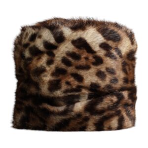 Brown Leopard Faux Fur Women Bucket Hat - Jag Couture London