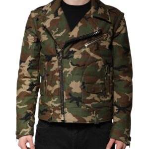 Multicolor Camouflage Nylon Biker Jacket - Jag Couture London